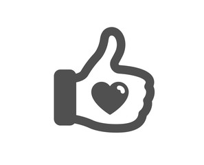 Thumbs up finger sign. Like hand icon. Brand ambassador gesture symbol. Classic flat style. Simple like hand icon. Vector