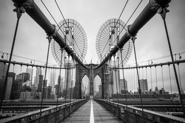 Brooklyn Bridge with Manhattan background in New York City