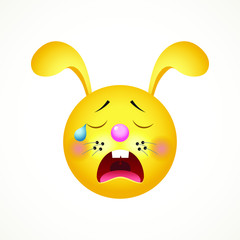 Emoji, the muzzle of a rabbit, crying. Vector illustration.