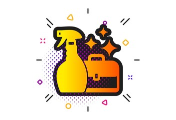 Washing liquid or Cleanser symbol. Halftone circles pattern. Cleaning spray icon. Housekeeping service sign. Classic flat cleanser spray icon. Vector