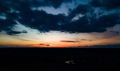 Wisconsin sky at sunset with a drone