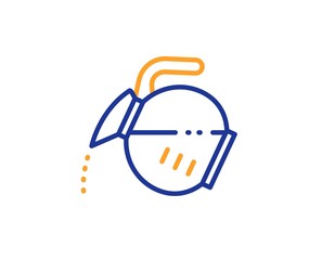 Hot drink sign. Coffee pot line icon. Tea glass mug symbol. Colorful outline concept. Blue and orange thin line coffee pot icon. Vector