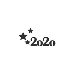 Fototapeta na wymiar 2020 number icon with stars. Happy New Year. Brochure design template, card, banner. Vector illustration. Isolated over white background.