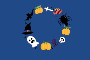 Halloween wreath with copy space background 