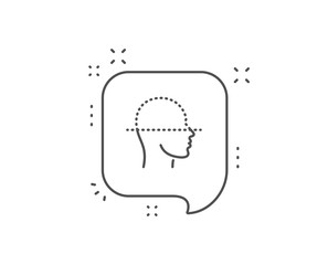 Face scanning line icon. Chat bubble design. Facial scan sign. Head recognition symbol. Outline concept. Thin line face scanning icon. Vector