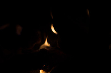 Bonfire, close-up of burning wood