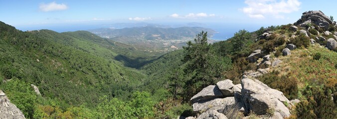East view from Mount Le Calanche on the island Elba in Italy