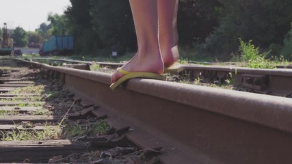 Girl Goes on Abandoned Rails 