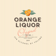 Orange  liquor label. Vintage  packaging with oranges, leaves and letters. Style packaging design.