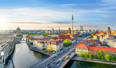 Berlin panorama with Berlin cathedral, Spree river, Town Hall and Television tower, Germany © Mistervlad