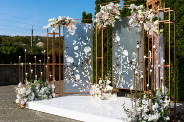 Wedding decorations. Beautifully decorated table for wedding event