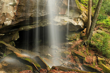 Waterfall silky flow across the rocks in North Carolina