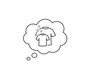 Clean t-shirt line icon. Chat bubble design. Laundry shirt sign. Clothing cleaner symbol. Outline concept. Thin line clean t-shirt icon. Vector