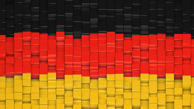 German flag made of cubes in a random pattern.