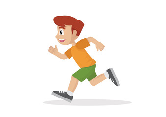 Cartoon character, Happy Boy running.