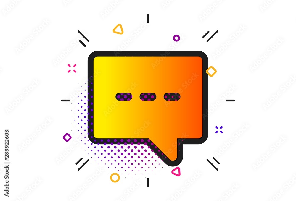 Poster speech bubble sign. halftone circles pattern. chat icon. communication or comment symbol. classic fl
