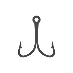 Barbed fish hook illustration on white background.
