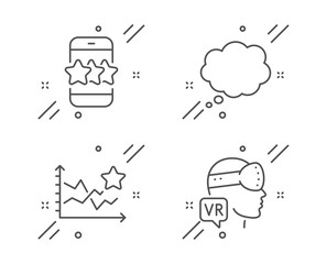 Ranking stars, Comic message and Star line icons set. Augmented reality sign. Winner results, Speech bubble, Phone feedback. Virtual reality. Technology set. Line ranking stars outline icon. Vector