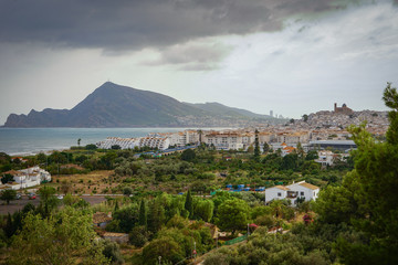 ALTEA, SPAIN - SEPTEMBER 12, 2019: Beautiful views of Altea with old town and incredible nature 