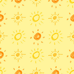 Seamless pattern of simple sketch sun