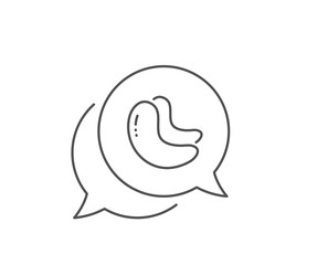 Cashew nut line icon. Chat bubble design. Tasty nuts sign. Vegan food symbol. Outline concept. Thin line cashew nut icon. Vector