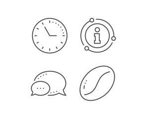 Coffee beans line icon. Chat bubble, info sign elements. Tasty seed sign. Vegan drink symbol. Linear coffee beans outline icon. Information bubble. Vector