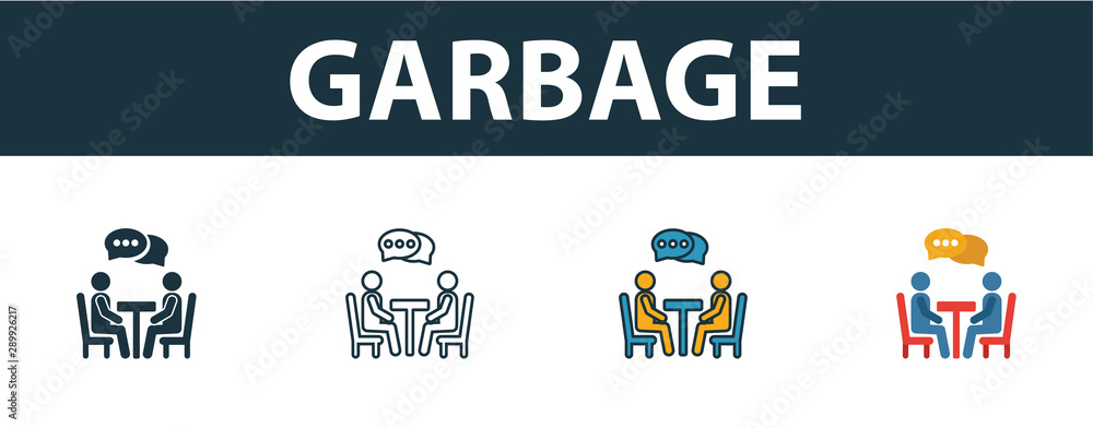Aufkleber negotiation icon set. four simple symbols in diferent styles from soft skills icons collection. crea