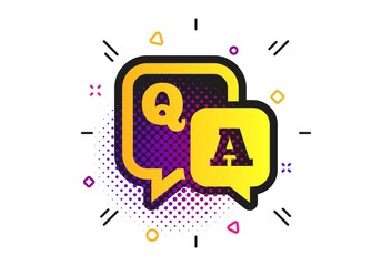 Question answer sign icon. Halftone dots pattern. Q&A symbol. Classic flat question icon. Vector