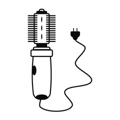 An electrical round brush hair dryer vector illustration.