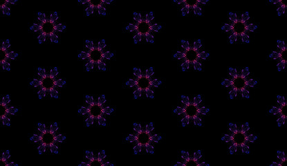 Naklejka na ściany i meble Futuristic seamless gemstone pattern on black background. Abstract jewelry design of repeating glowing elements.