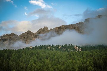 Cloudy Dolomites Mountains