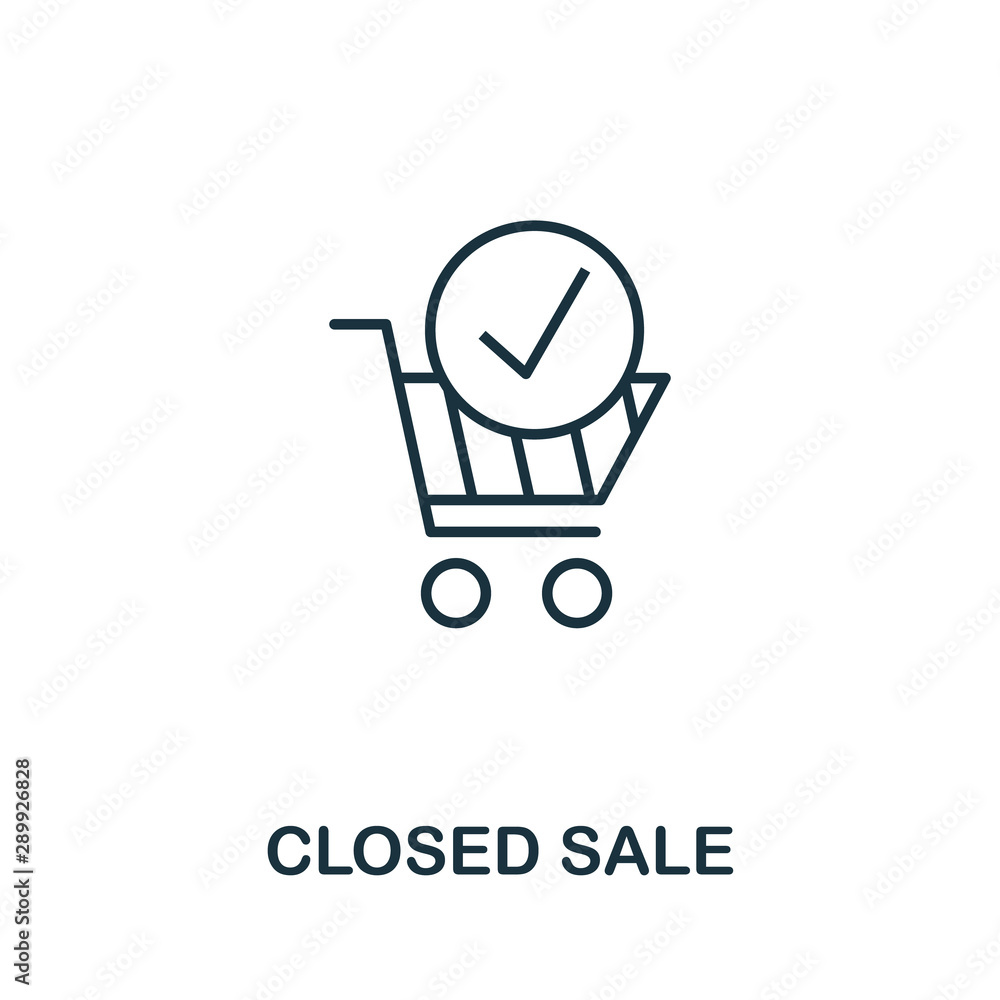 Poster closed sale outline icon. thin line concept element from crm icons collection. creative closed sale 