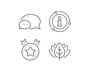 Ranking star line icon. Chat bubble, info sign elements. Winner medal sign. Best rank symbol. Linear ranking star outline icon. Information bubble. Vector