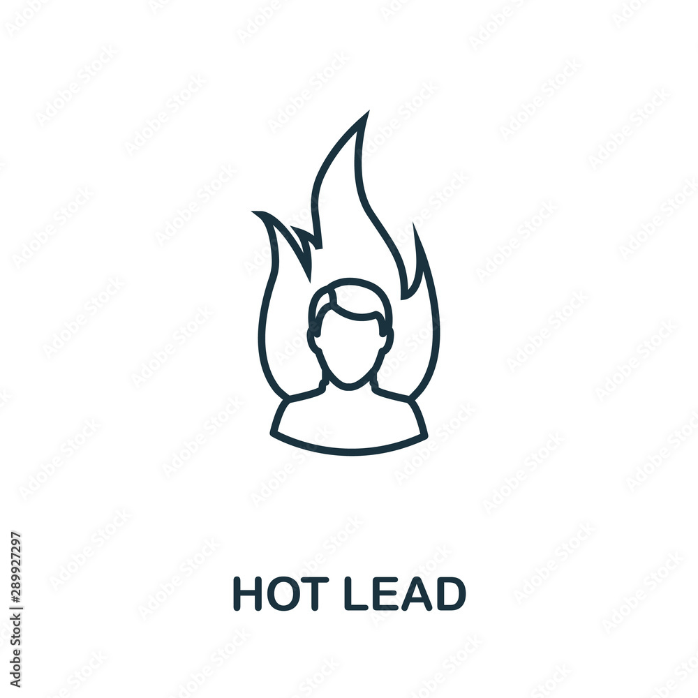 Poster hot lead outline icon. thin line concept element from crm icons collection. creative hot lead icon f