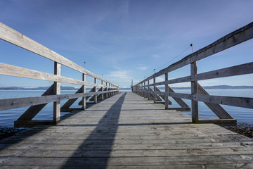 wooden bridge on the sea in Norway
