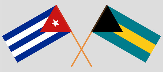 Bahamas and Cuba. Crossed Bahamian and Cuban flags