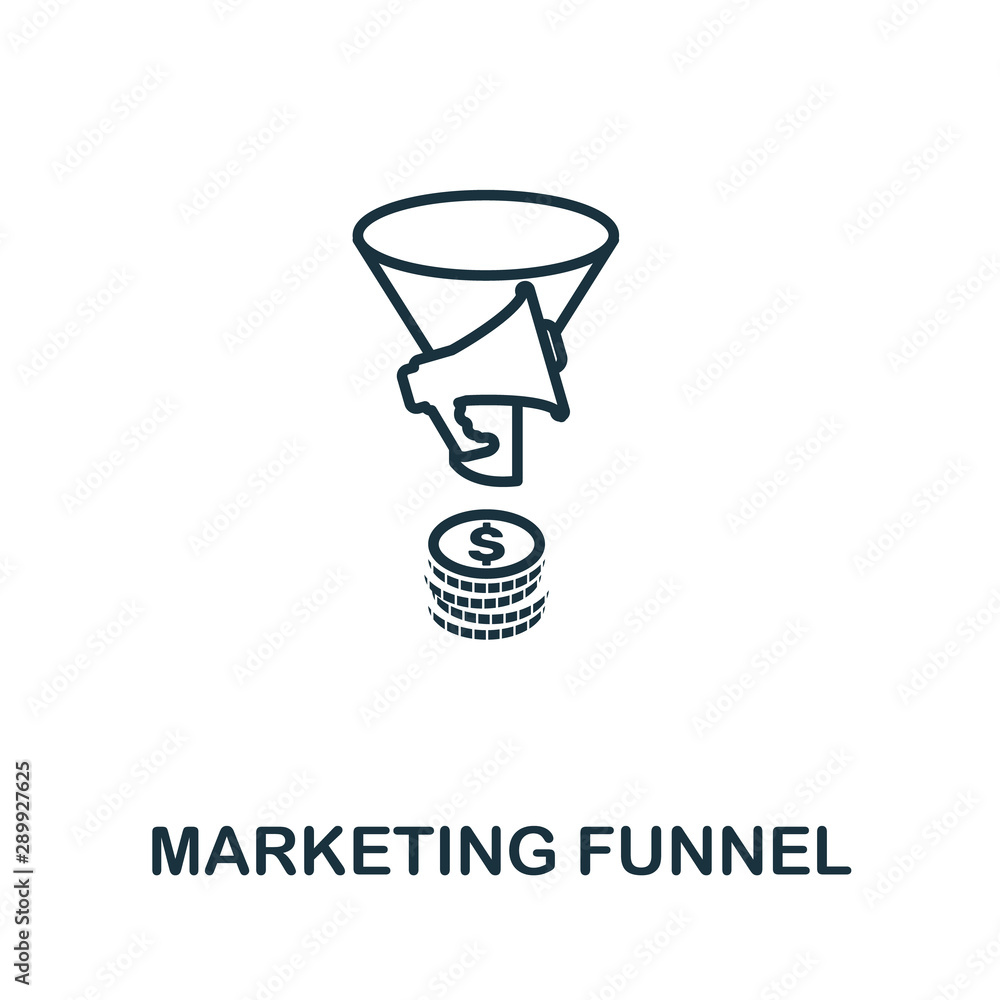 Poster marketing funnel outline icon. thin line concept element from crm icons collection. creative marketi