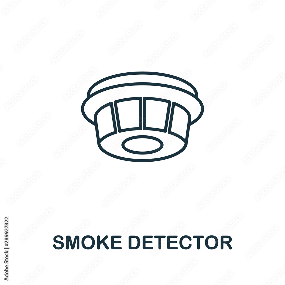 Poster smoke detector outline icon. thin line concept element from fire safety icons collection. creative s