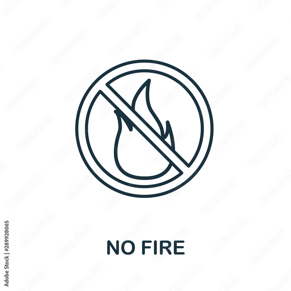 Poster no fire outline icon. thin line concept element from fire safety icons collection. creative no fire 
