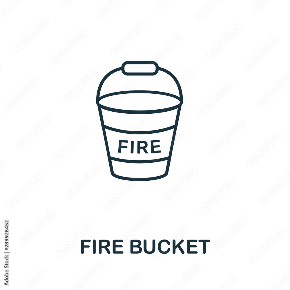Poster fire bucket outline icon. thin line concept element from fire safety icons collection. creative fire