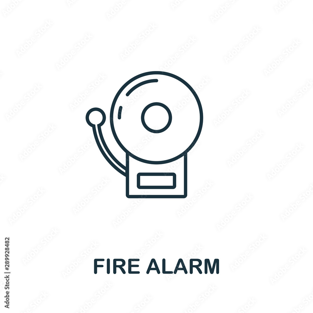 Poster fire alarm outline icon. thin line concept element from fire safety icons collection. creative fire 
