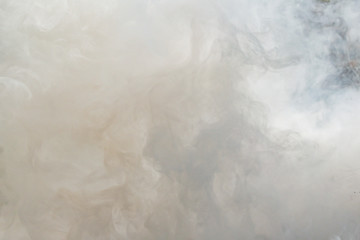 Thick smoke from wood chips combustion