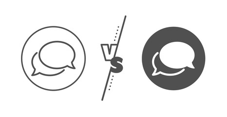 Speech bubble sign. Versus concept. Messenger line icon. Chat message symbol. Line vs classic messenger icon. Vector