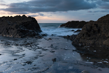 Westward Ho seascape at sunset in north devon