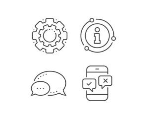 Phone survey line icon. Chat bubble, info sign elements. Select answer sign. Business interview symbol. Linear phone survey outline icon. Information bubble. Vector