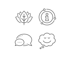 Comic speech bubble with Smile line icon. Chat bubble, info sign elements. Chat emotion sign. Linear speech bubble outline icon. Information bubble. Vector