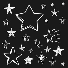 Obraz premium Star doodle collection. Set of hand drawn stars. Scribble illustrations.
