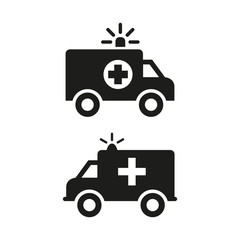 Ambulance icons on white background.