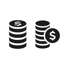 Coins icon on white background.