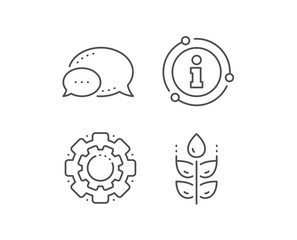 Gluten free line icon. Chat bubble, info sign elements. Organic tested sign. Natural product symbol. Linear gluten free outline icon. Information bubble. Vector